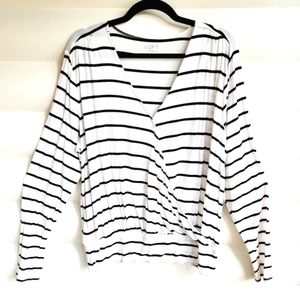 Loft Long Sleeve Faux Wrap Top